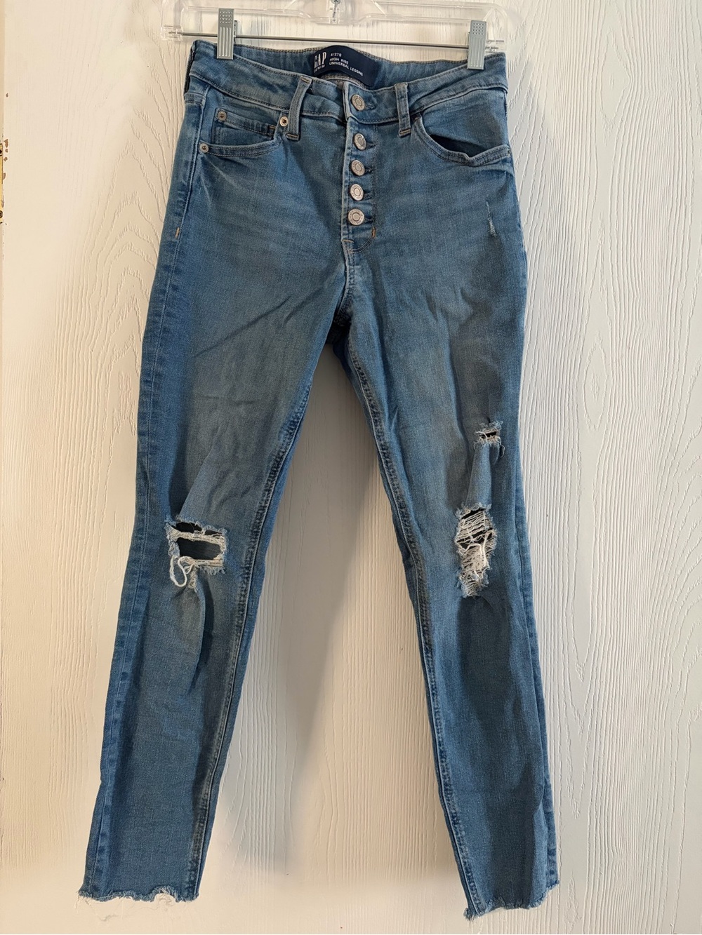 GAP Skinny Distressed Button-Fly Jeans - Blue